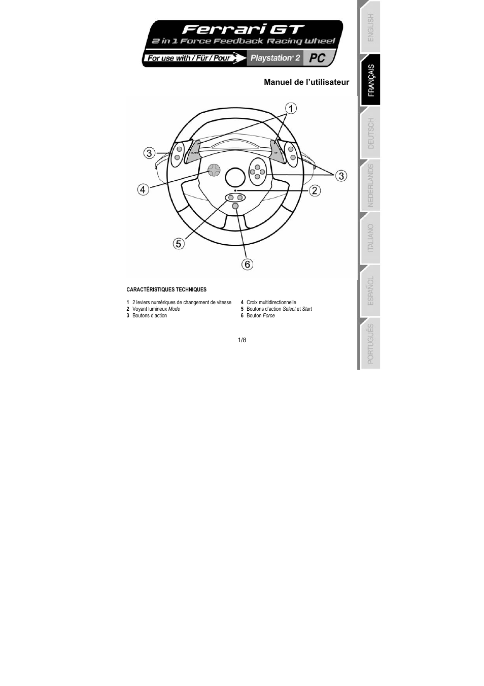 Manuel de l’utilisateur | Thrustmaster GT 2-in-1 Force Feedback User Manual | Page 12 / 59