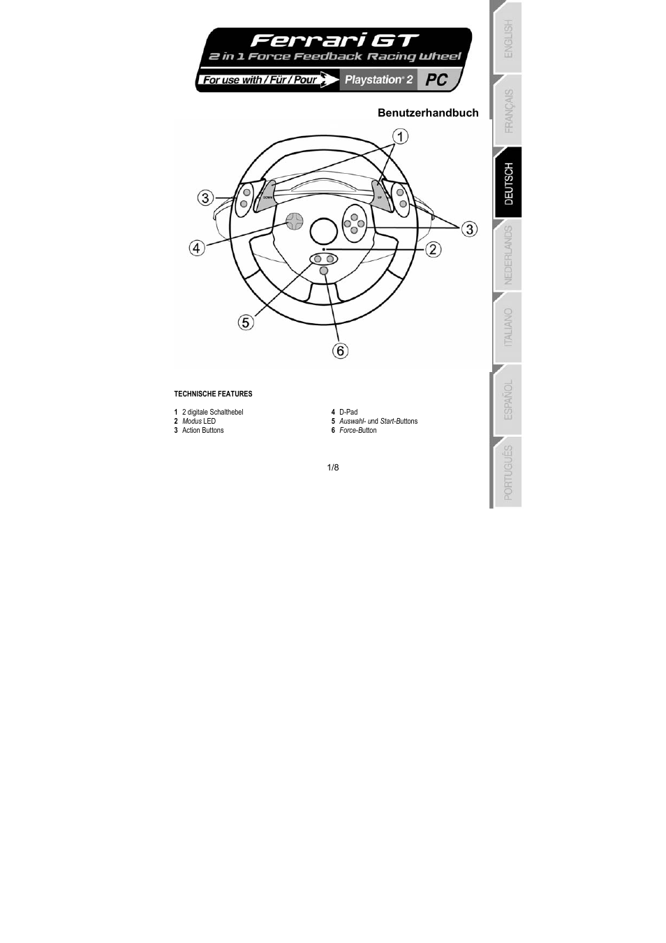 Benutzerhandbuch | Thrustmaster GT 2-in-1 Force Feedback User Manual | Page 20 / 59