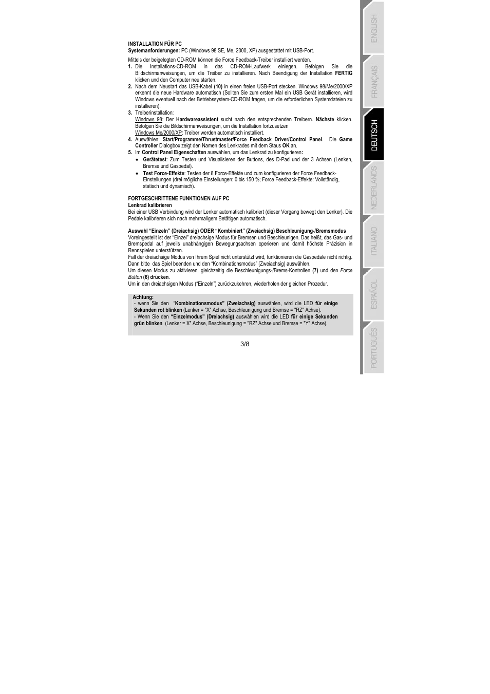 Thrustmaster GT 2-in-1 Force Feedback User Manual | Page 22 / 59