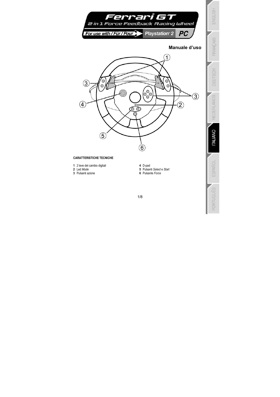 Manuale d’uso | Thrustmaster GT 2-in-1 Force Feedback User Manual | Page 36 / 59