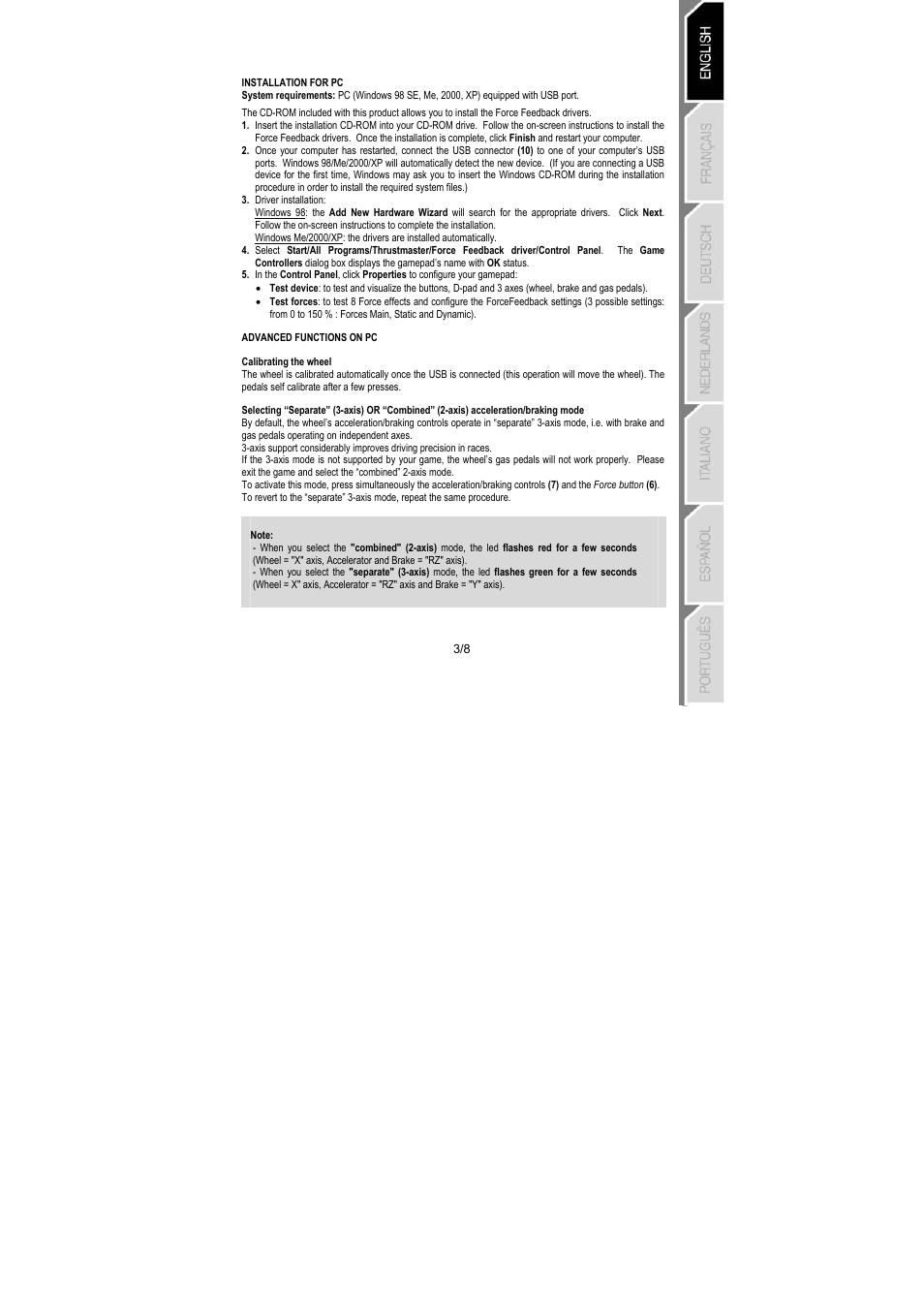 Thrustmaster GT 2-in-1 Force Feedback User Manual | Page 6 / 59