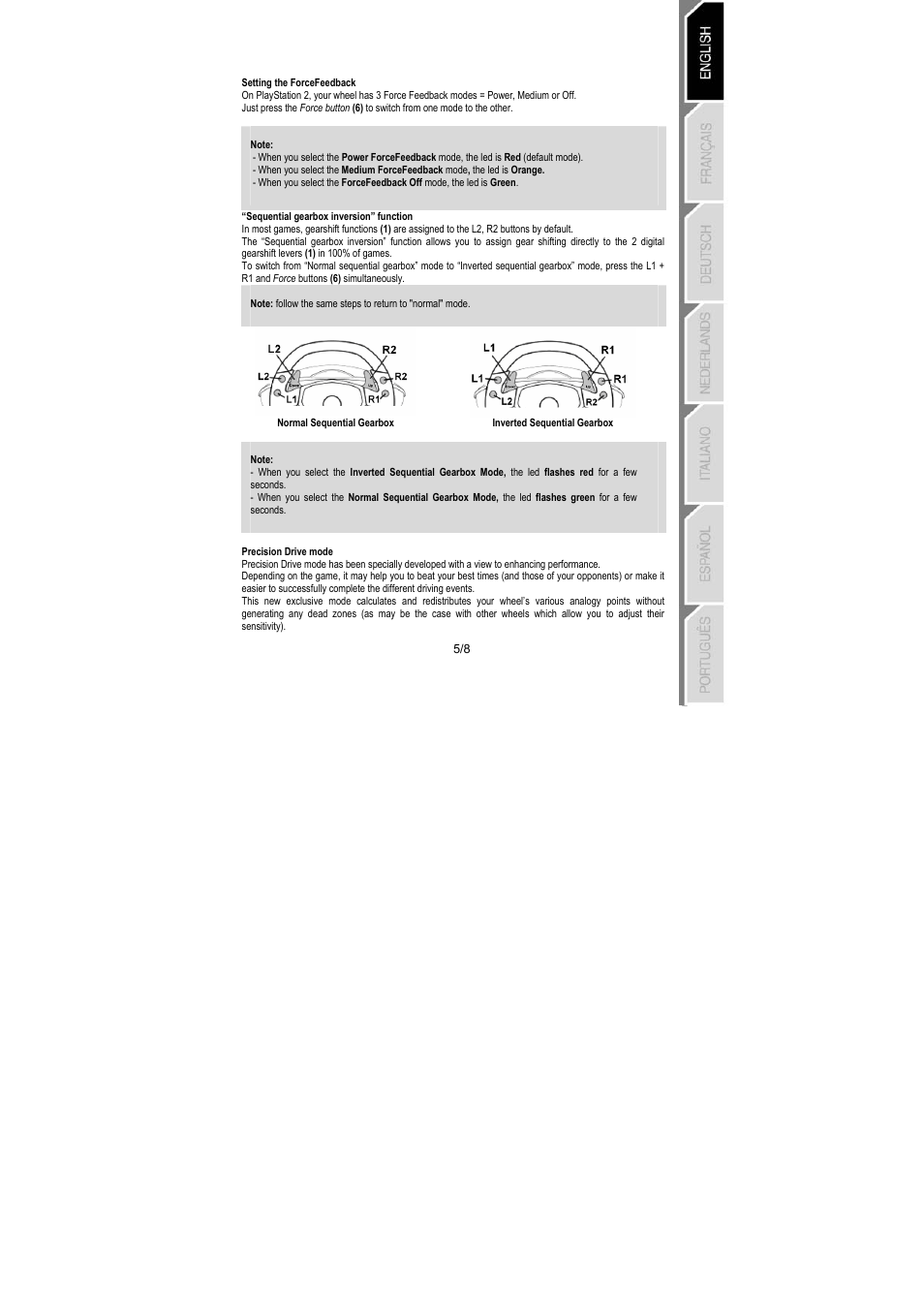 Thrustmaster GT 2-in-1 Force Feedback User Manual | Page 8 / 59