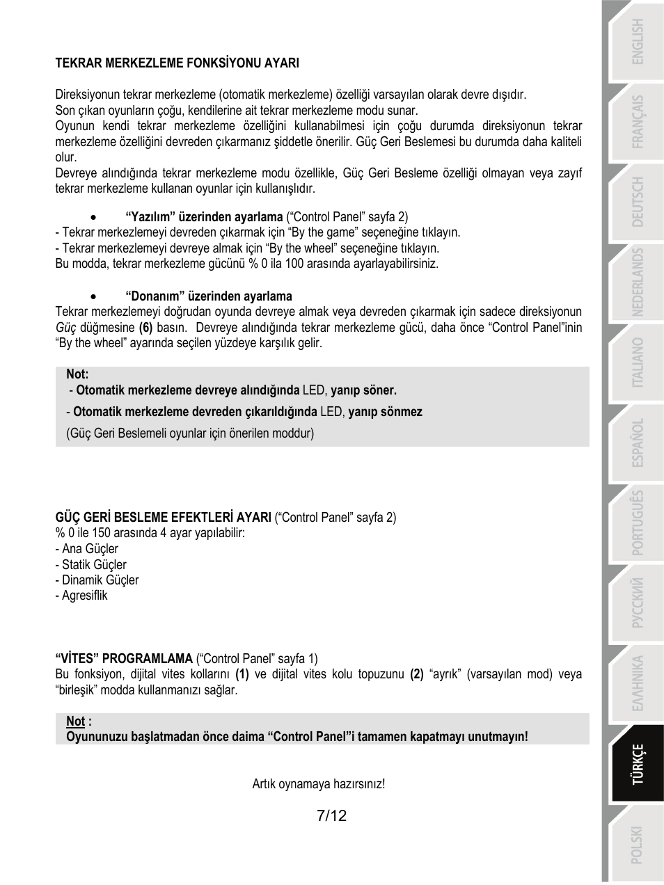 Thrustmaster Rally GT Pro Force Feedback User Manual | Page 116 / 147