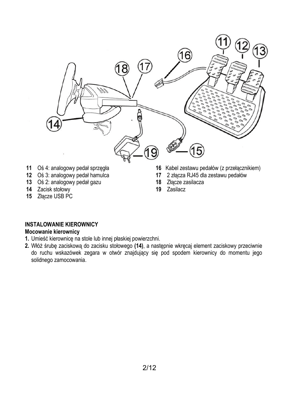 Instalowanie kierownicy | Thrustmaster Rally GT Pro Force Feedback User Manual | Page 123 / 147