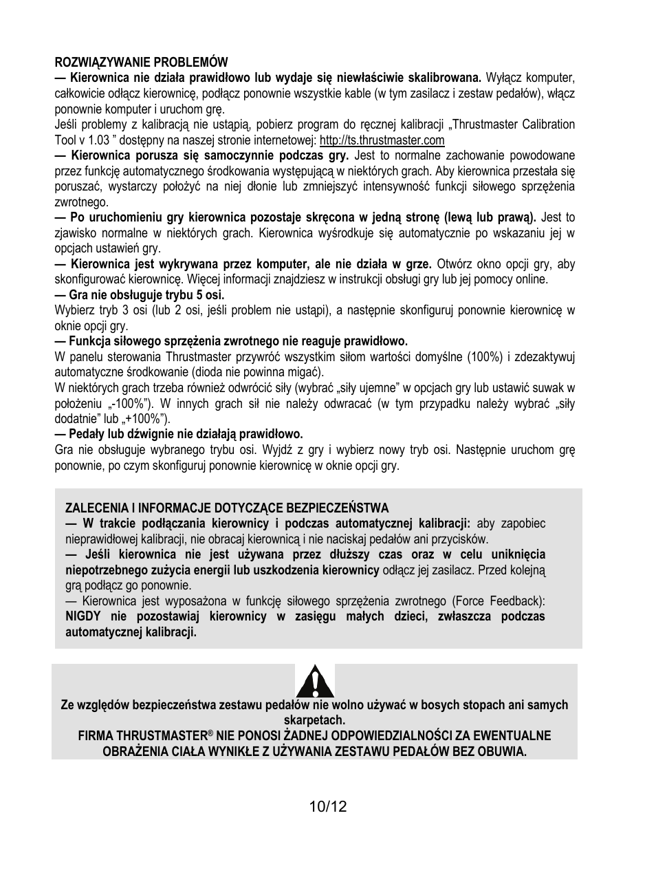 Rozwiązywanie problemów | Thrustmaster Rally GT Pro Force Feedback User Manual | Page 131 / 147