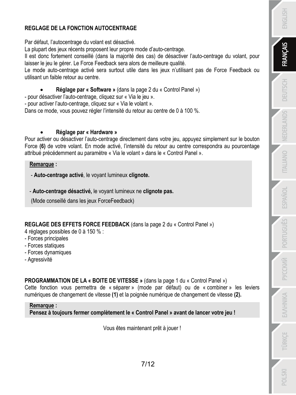 Thrustmaster Rally GT Pro Force Feedback User Manual | Page 20 / 147