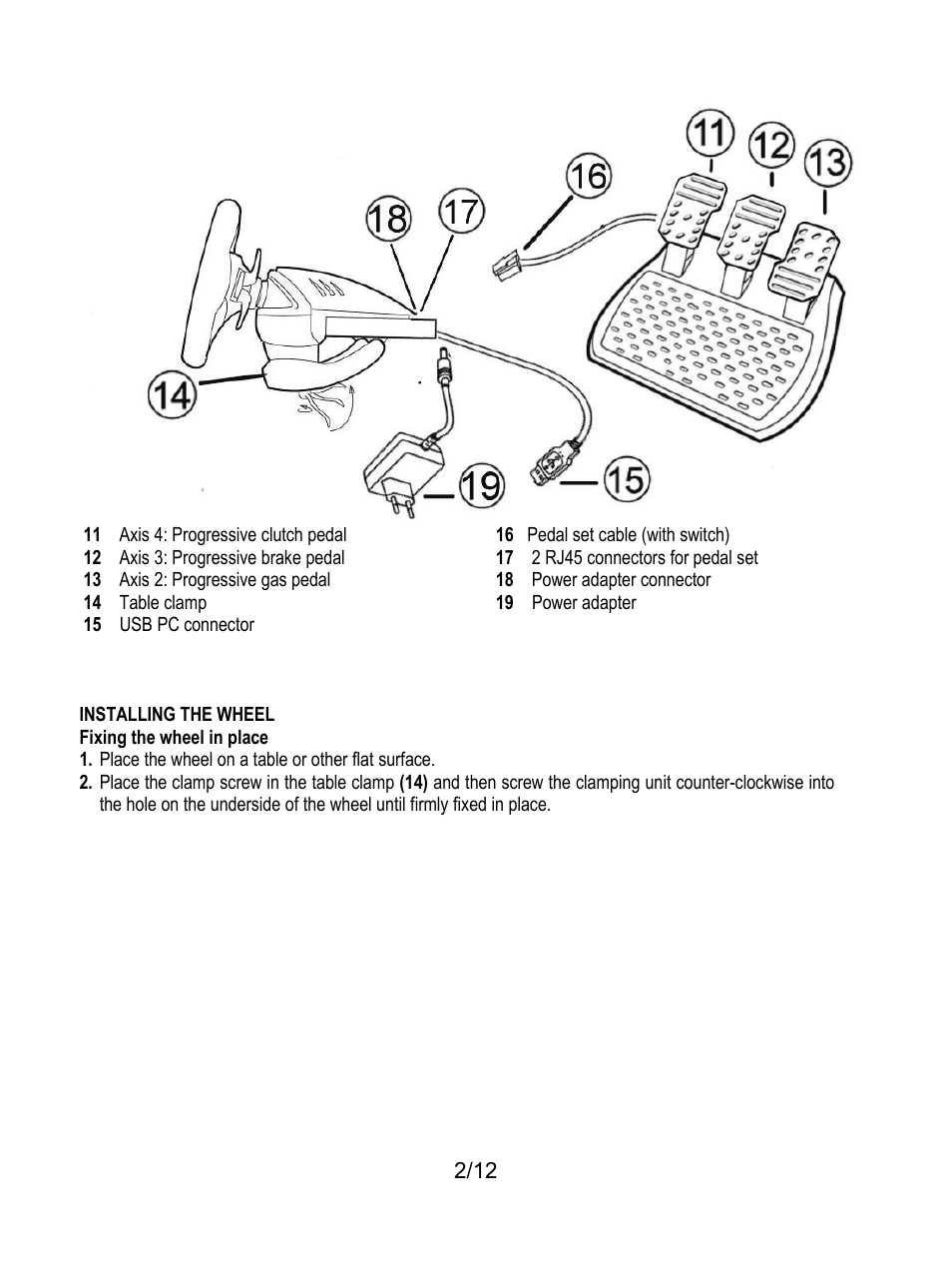 Installing the wheel | Thrustmaster Rally GT Pro Force Feedback User Manual | Page 3 / 147