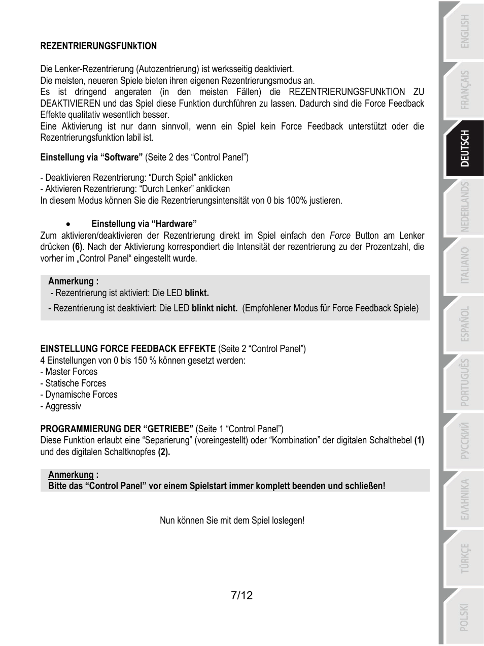 Thrustmaster Rally GT Pro Force Feedback User Manual | Page 32 / 147