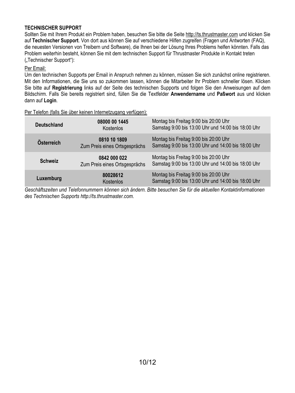 Technischer support | Thrustmaster Rally GT Pro Force Feedback User Manual | Page 35 / 147