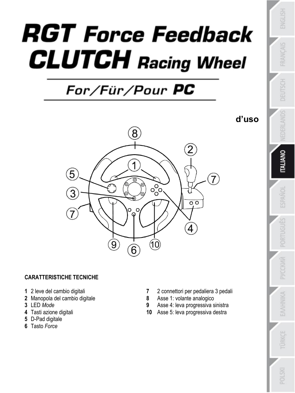 Manuale d’uso | Thrustmaster Rally GT Pro Force Feedback User Manual | Page 50 / 147