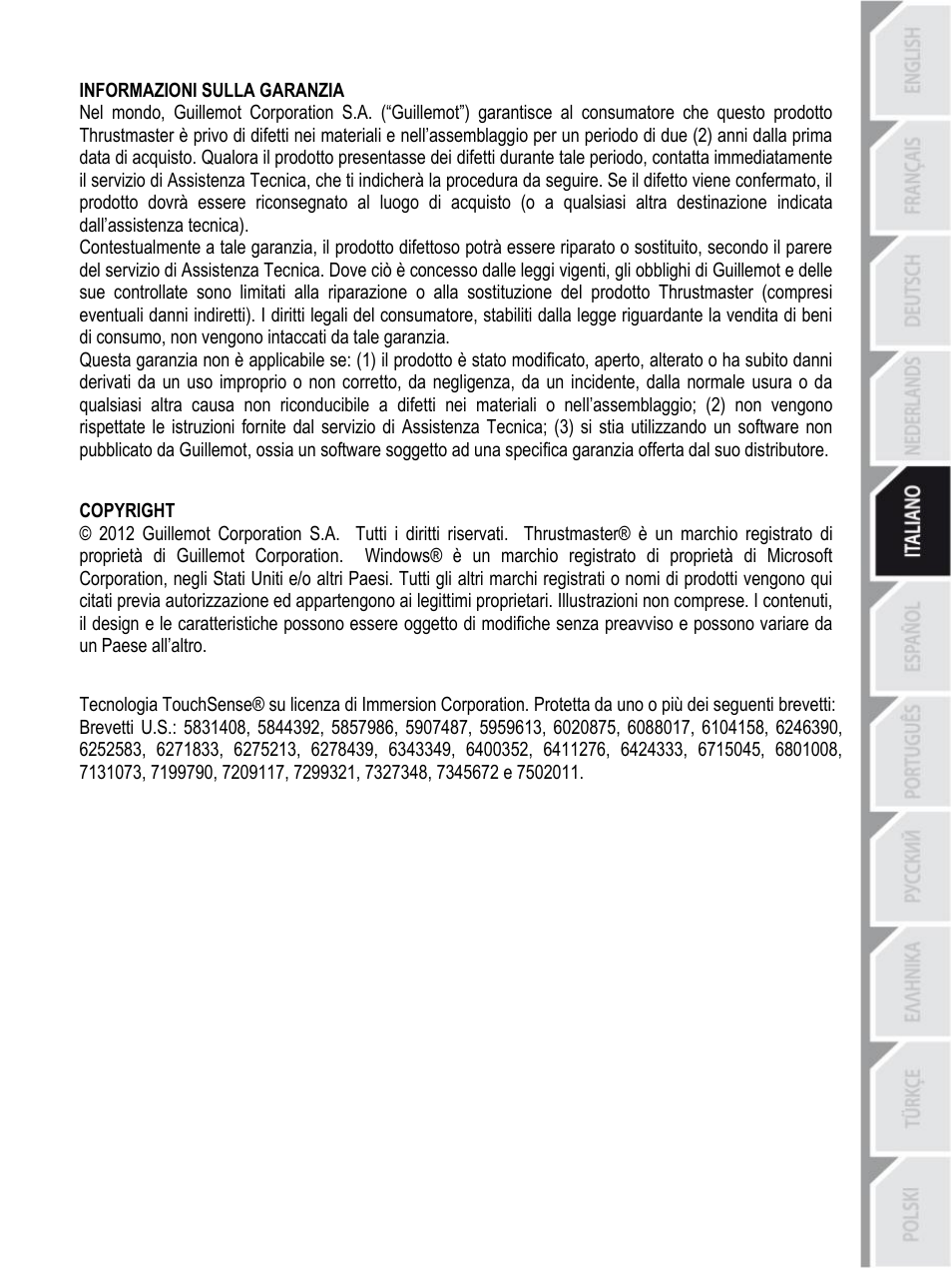 Thrustmaster Rally GT Pro Force Feedback User Manual | Page 60 / 147