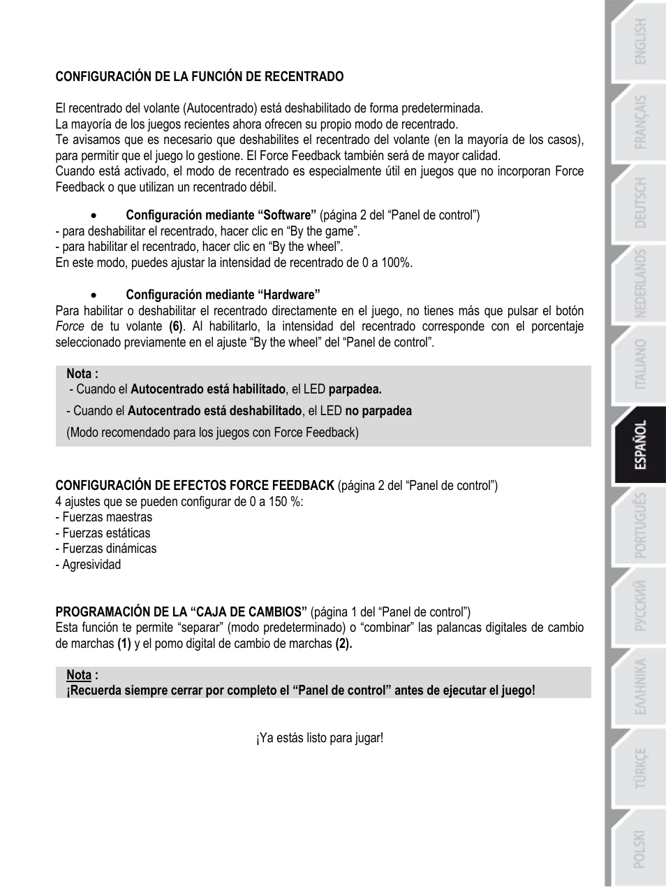 Thrustmaster Rally GT Pro Force Feedback User Manual | Page 68 / 147