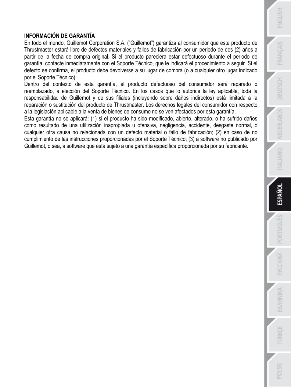 Thrustmaster Rally GT Pro Force Feedback User Manual | Page 72 / 147