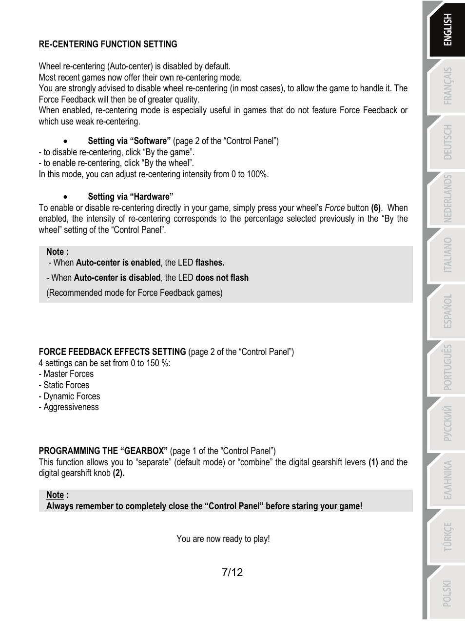 Thrustmaster Rally GT Pro Force Feedback User Manual | Page 8 / 147