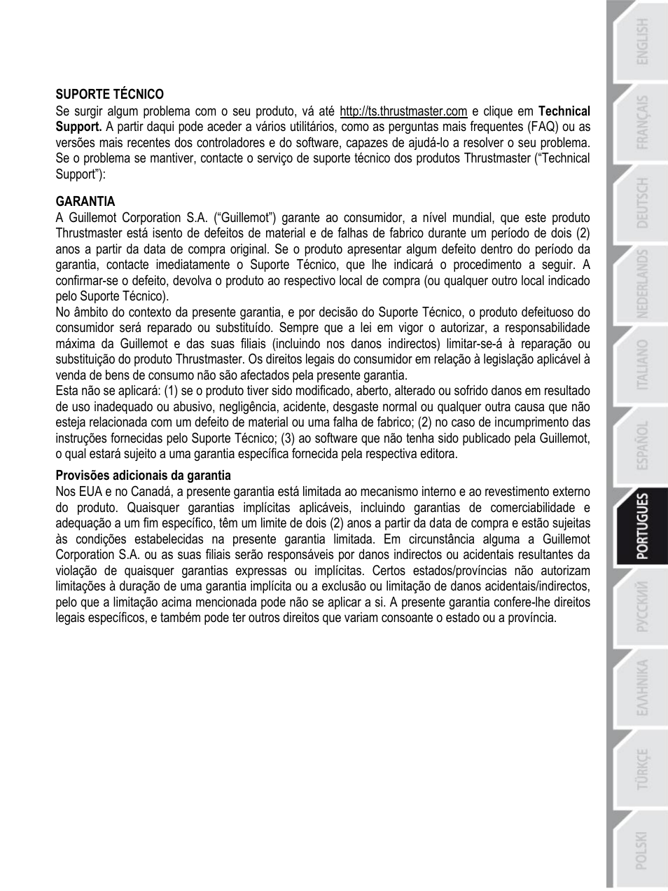 Thrustmaster Rally GT Pro Force Feedback User Manual | Page 84 / 147