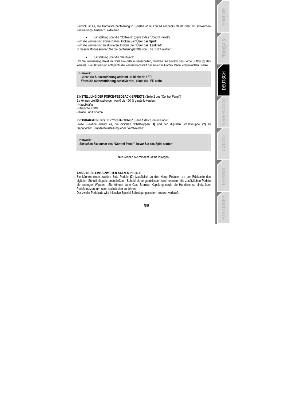 Thrustmaster RGT PRO Extra Pedal User Manual | Page 22 / 59