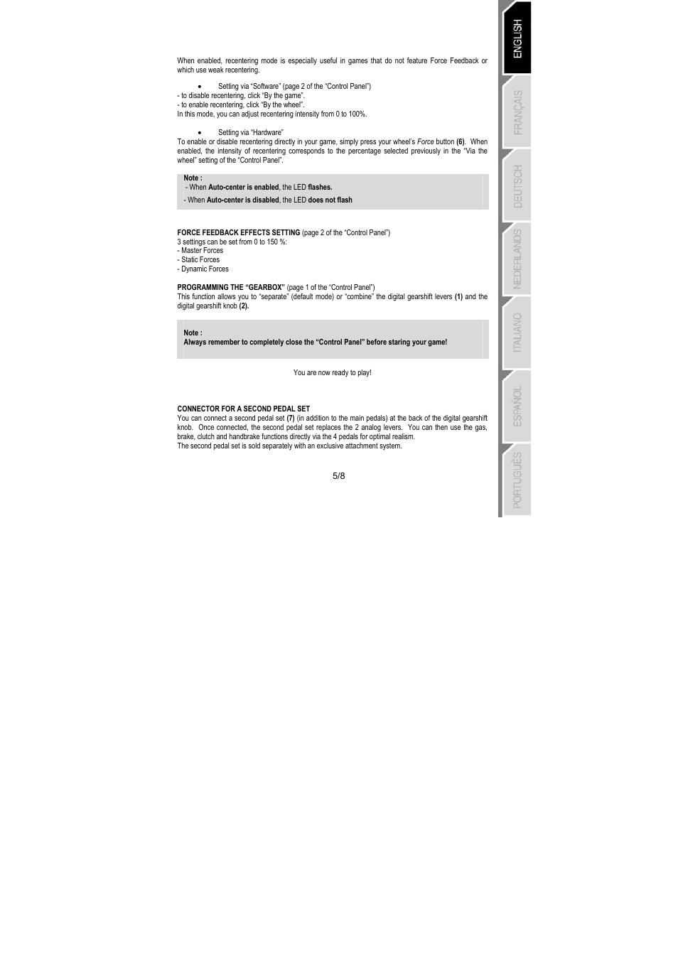 Thrustmaster RGT PRO Extra Pedal User Manual | Page 6 / 59