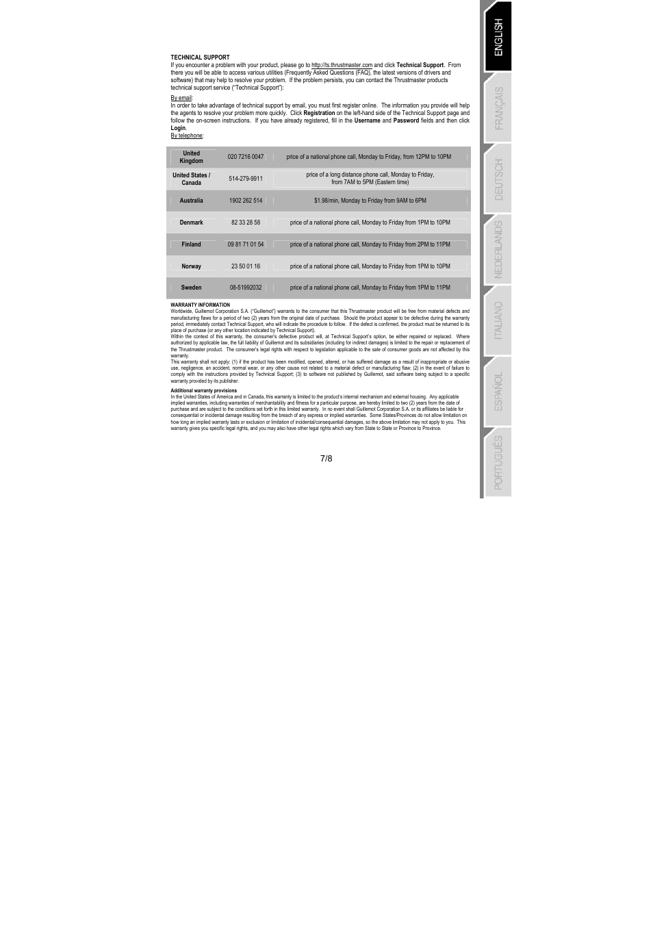 Thrustmaster RGT PRO Extra Pedal User Manual | Page 8 / 59