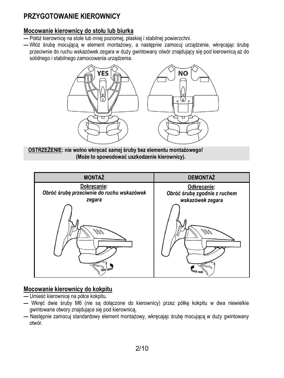 Przygotowanie kierownicy | Thrustmaster T100 FFB User Manual | Page 103 / 121