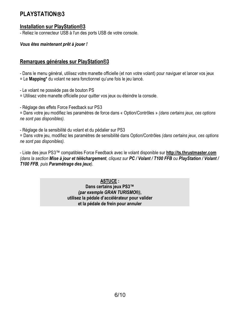 Playstation  3 | Thrustmaster T100 FFB User Manual | Page 17 / 121