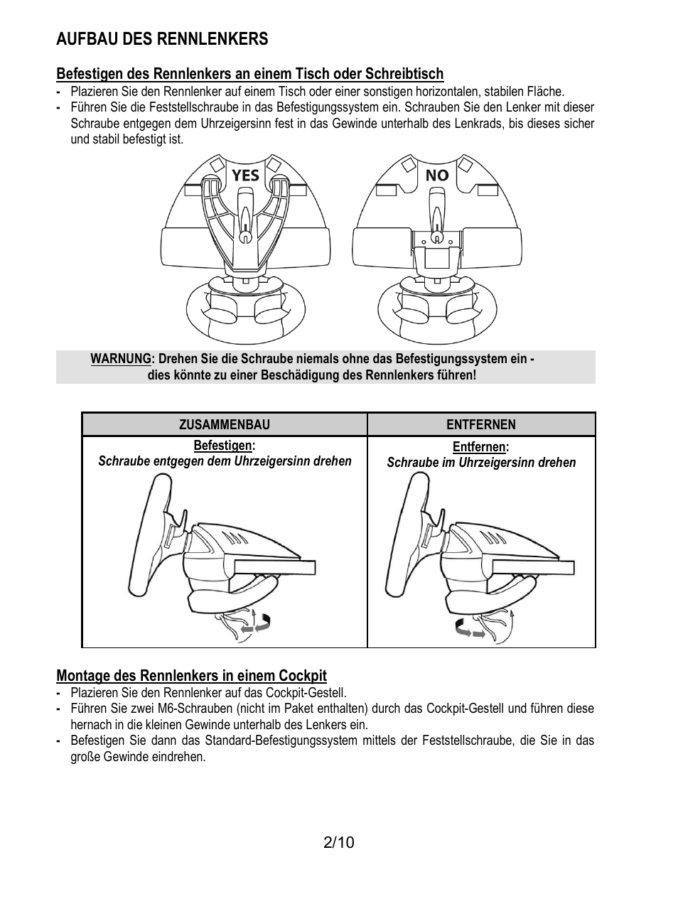 Aufbau des rennlenkers | Thrustmaster T100 FFB User Manual | Page 23 / 121