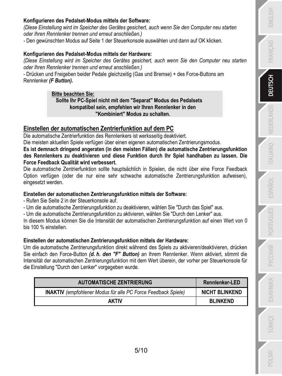 Thrustmaster T100 FFB User Manual | Page 26 / 121