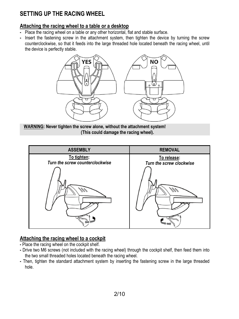 Setting up the racing wheel | Thrustmaster T100 FFB User Manual | Page 3 / 121