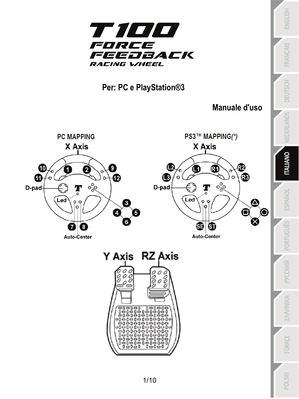 05_ita_t100_ffb_v4 | Thrustmaster T100 FFB User Manual | Page 42 / 121