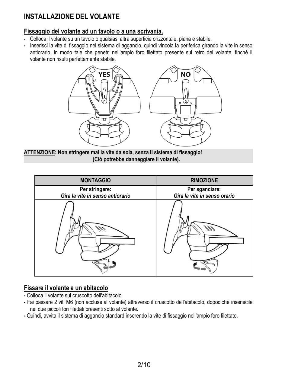 Installazione del volante | Thrustmaster T100 FFB User Manual | Page 43 / 121