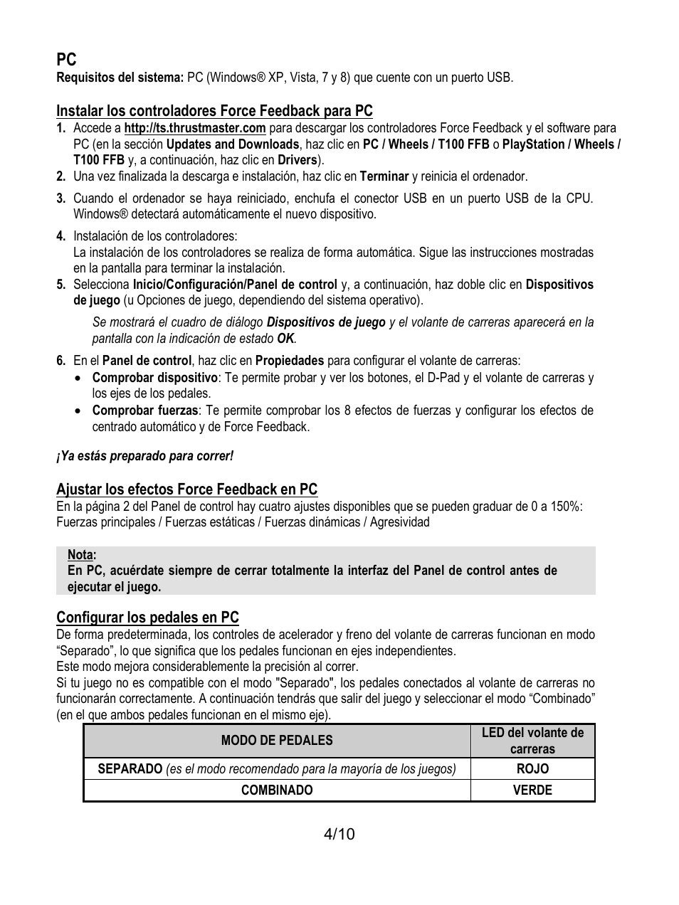 Thrustmaster T100 FFB User Manual | Page 55 / 121