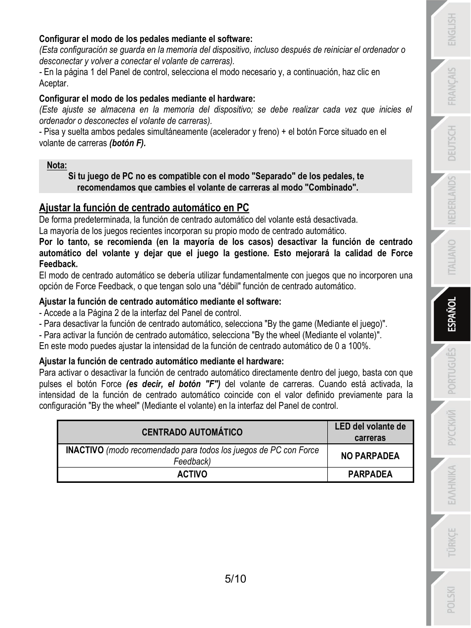 Thrustmaster T100 FFB User Manual | Page 56 / 121