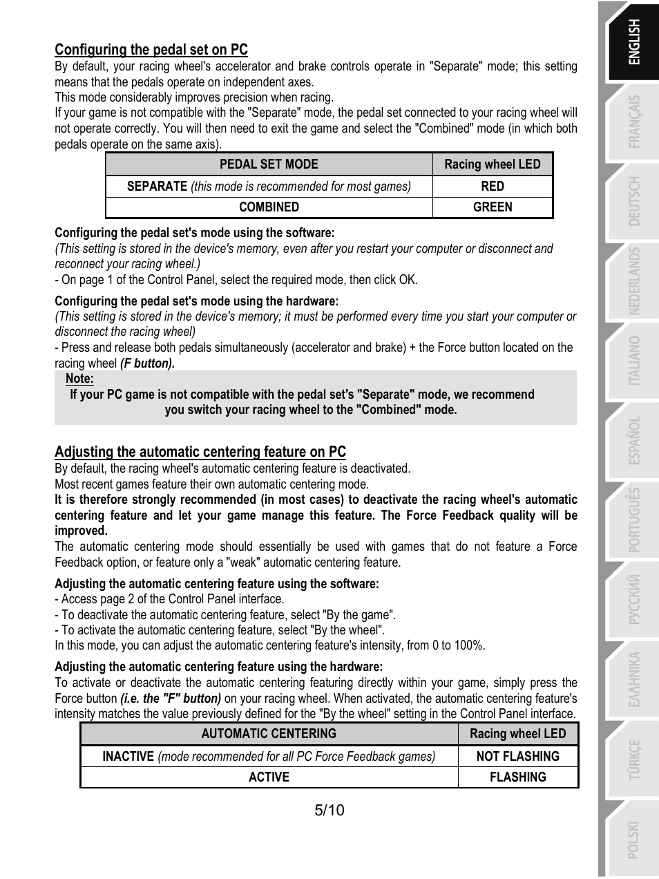 Thrustmaster T100 FFB User Manual | Page 6 / 121