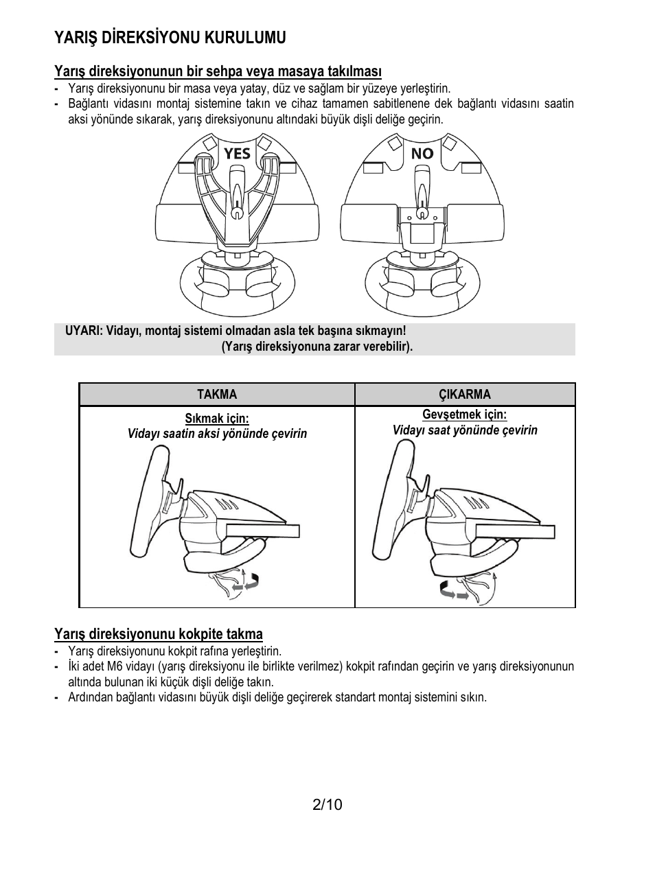 Yariş direksiyonu kurulumu | Thrustmaster T100 FFB User Manual | Page 93 / 121