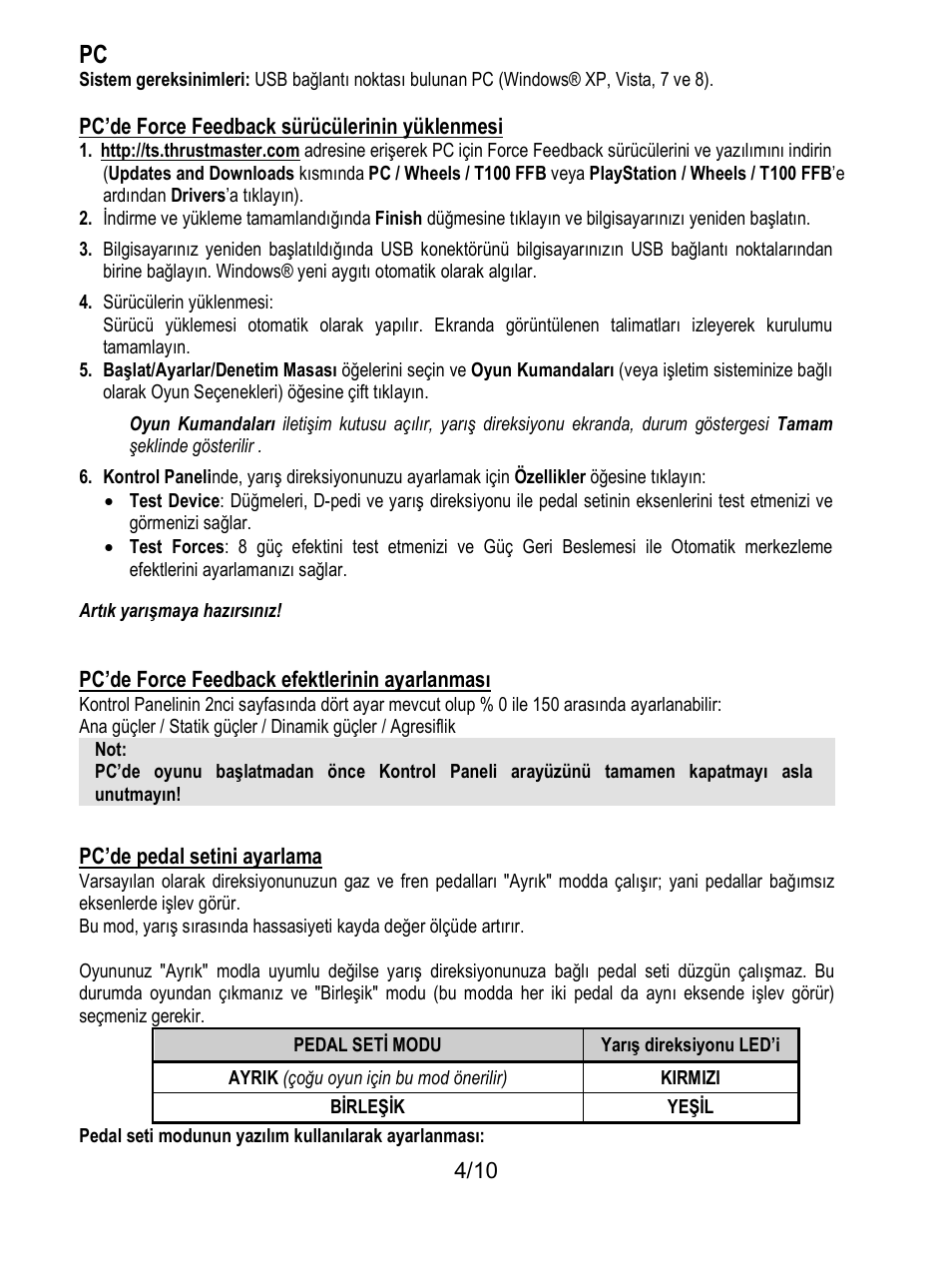 Thrustmaster T100 FFB User Manual | Page 95 / 121