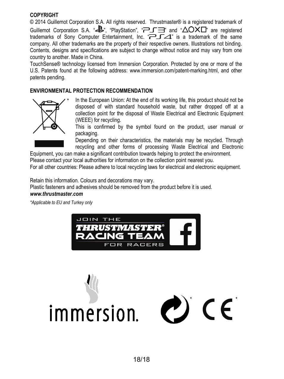 Thrustmaster T300 Ferrari GTE User Manual | Page 19 / 375