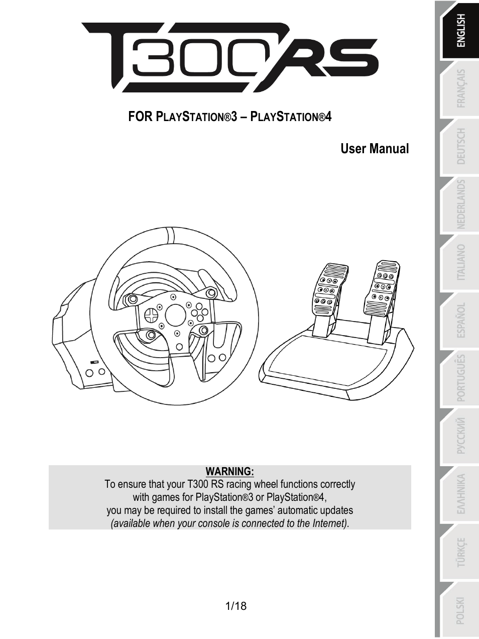 T300rs_ps3-ps4_user_manual, 01_eng_t300 rs ps3-ps4, English | Thrustmaster T300 Ferrari GTE User Manual | Page 2 / 375