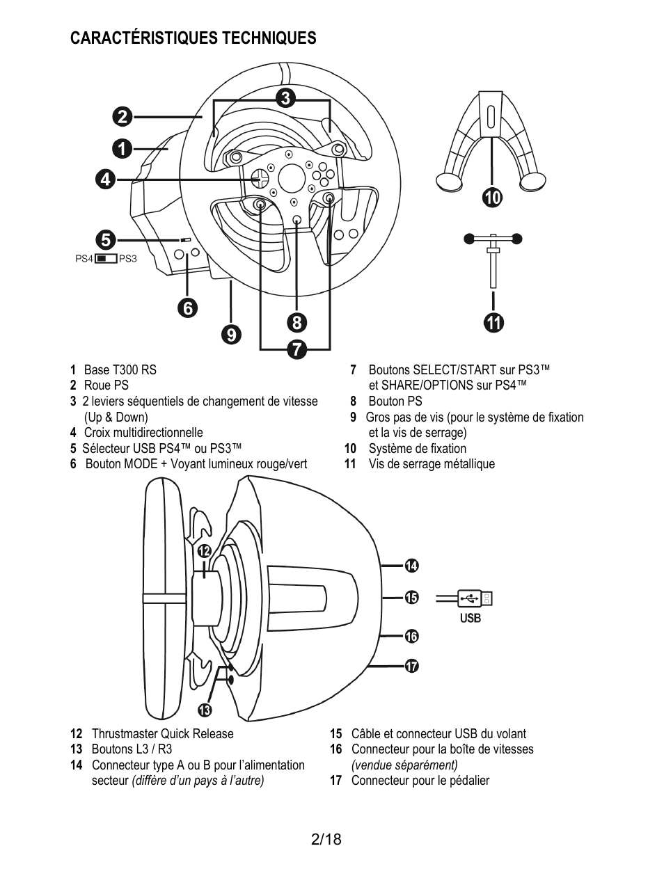 Caractéristiques techniques | Thrustmaster T300 Ferrari GTE User Manual | Page 21 / 375