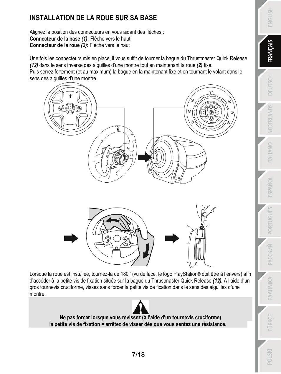 Installation de la roue sur sa base | Thrustmaster T300 Ferrari GTE User Manual | Page 26 / 375