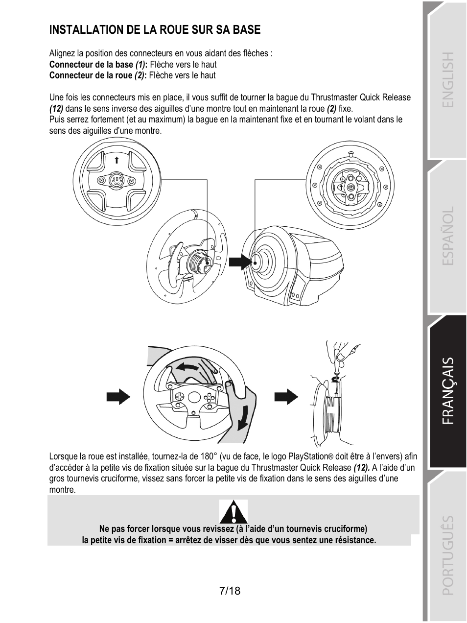 Installation de la roue sur sa base | Thrustmaster T300 Ferrari GTE User Manual | Page 260 / 375