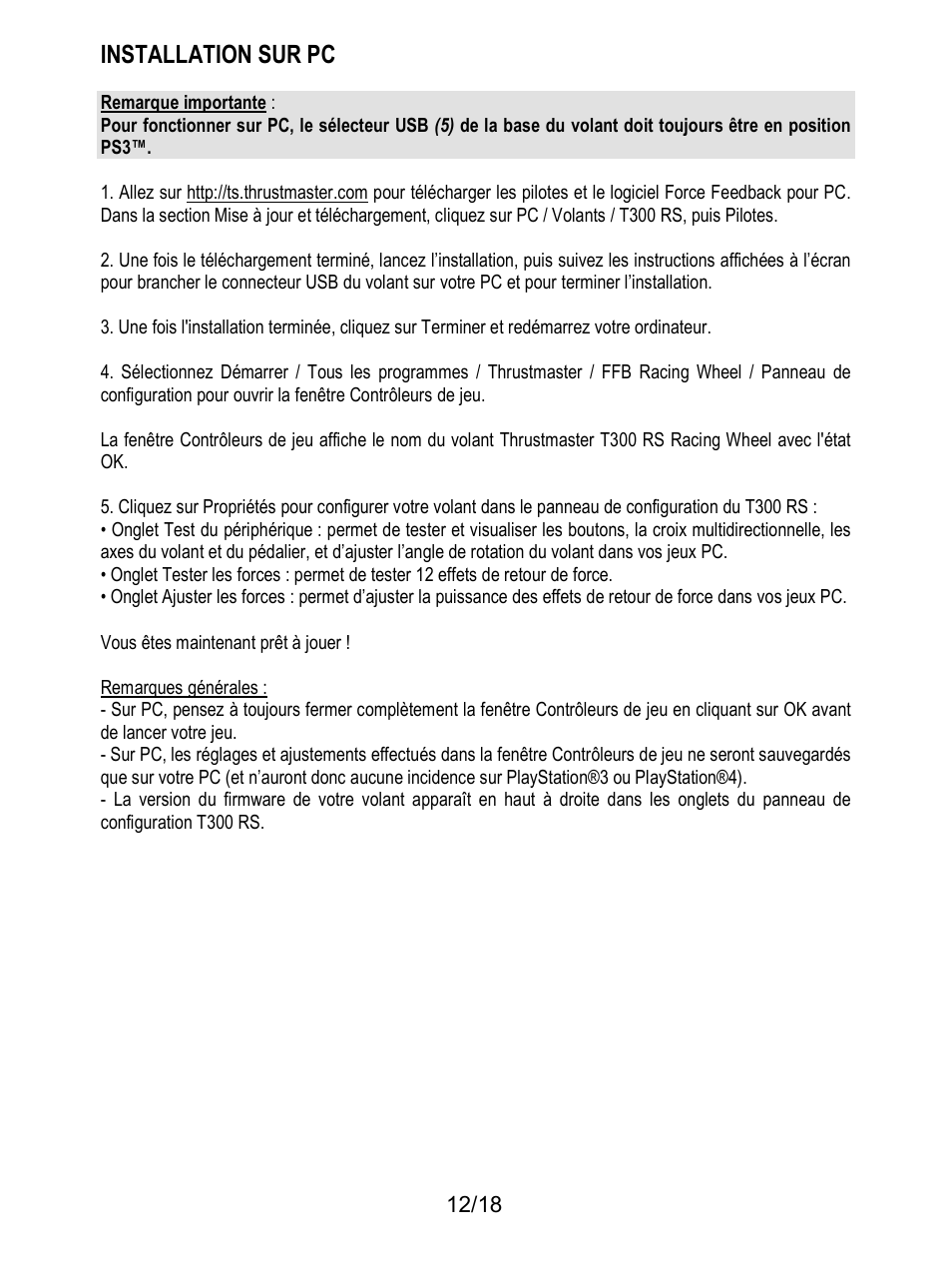 Installation sur pc | Thrustmaster T300 Ferrari GTE User Manual | Page 265 / 375