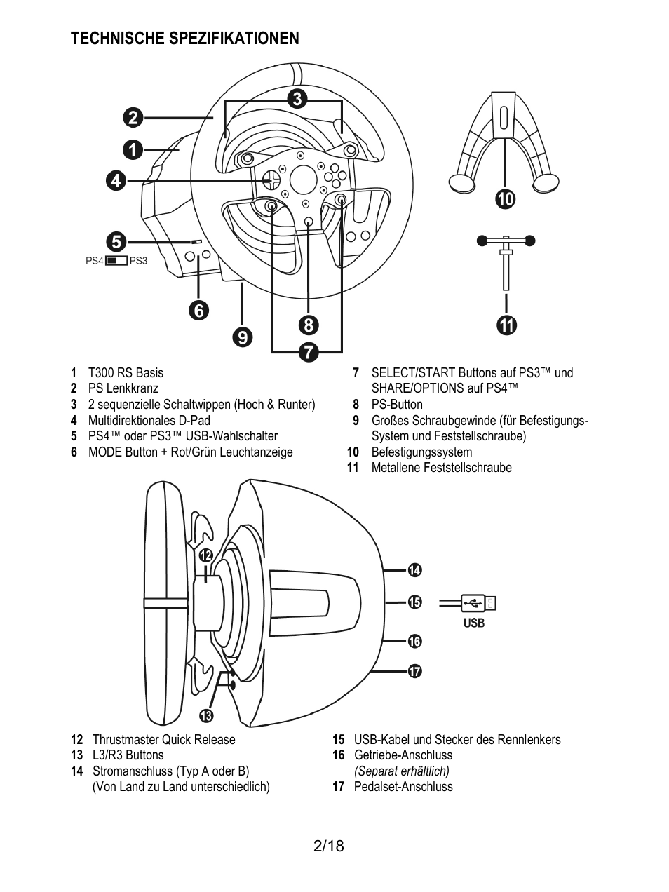 Technische spezifikationen | Thrustmaster T300 Ferrari GTE User Manual | Page 39 / 375