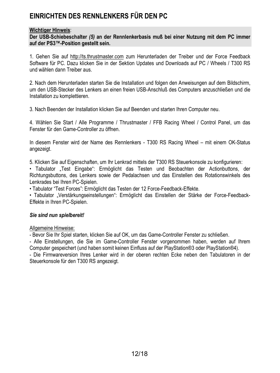 Einrichten des rennlenkers für den pc | Thrustmaster T300 Ferrari GTE User Manual | Page 49 / 375