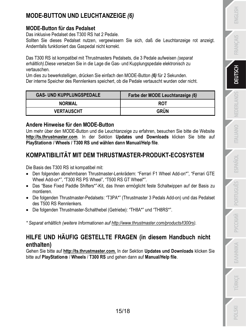 Mode-button und leuchtanzeige (6) | Thrustmaster T300 Ferrari GTE User Manual | Page 52 / 375