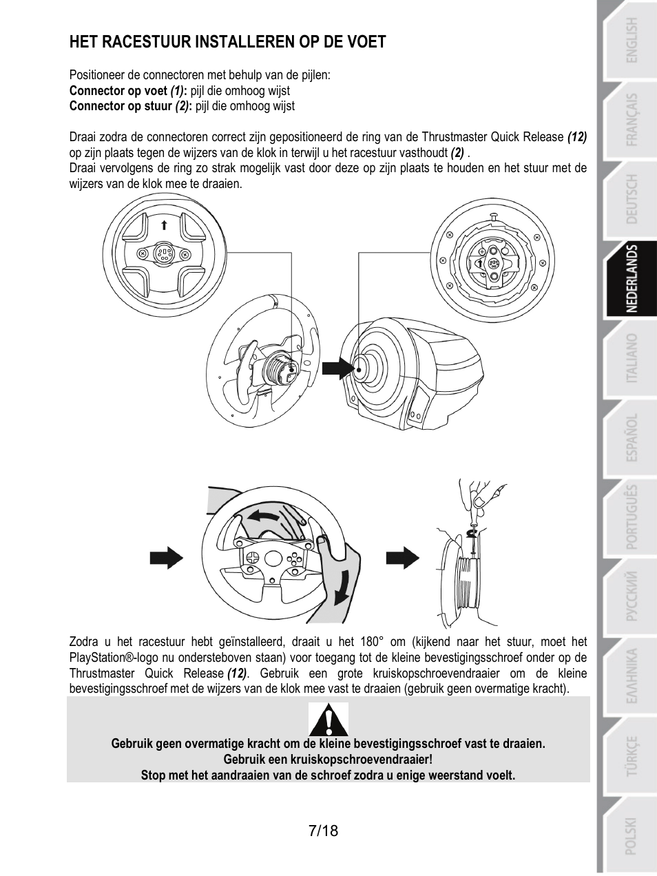 Het racestuur installeren op de voet | Thrustmaster T300 Ferrari GTE User Manual | Page 62 / 375