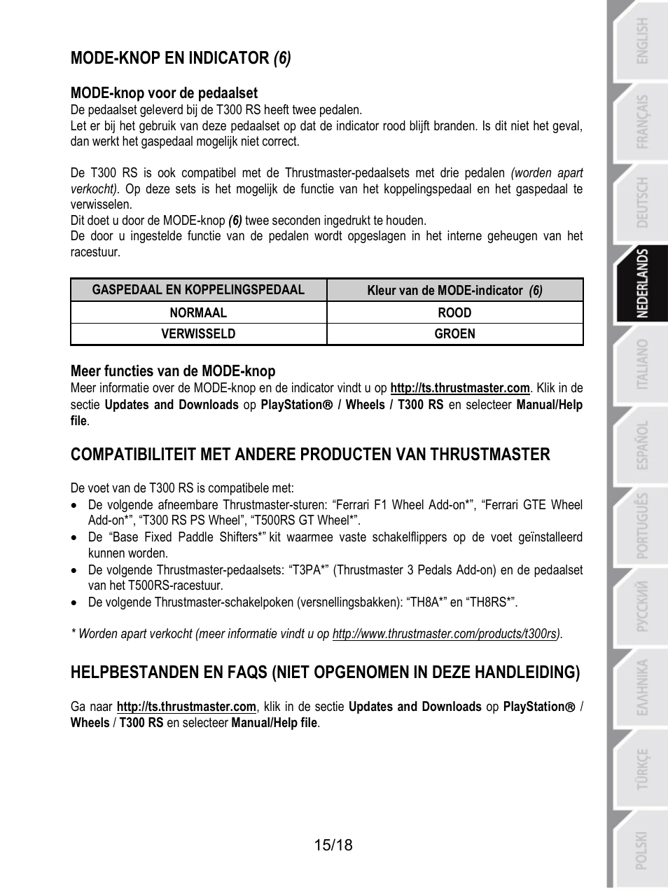 Mode-knop en indicator (6) | Thrustmaster T300 Ferrari GTE User Manual | Page 70 / 375