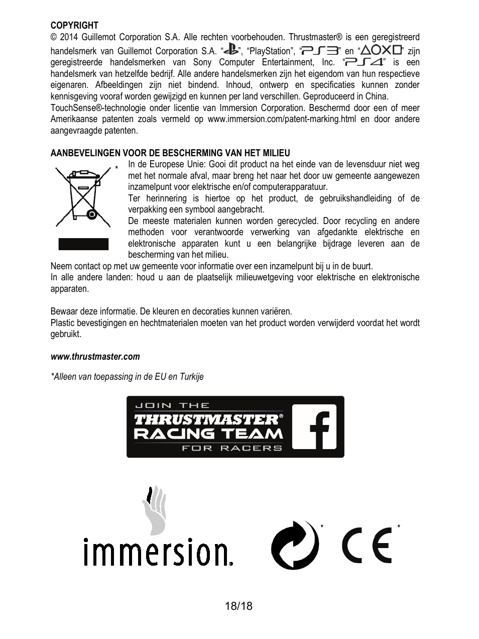 Thrustmaster T300 Ferrari GTE User Manual | Page 73 / 375