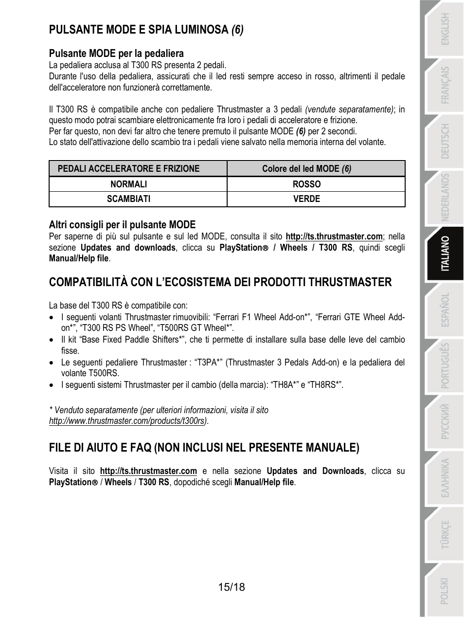 Pulsante mode e spia luminosa (6) | Thrustmaster T300 Ferrari GTE User Manual | Page 88 / 375