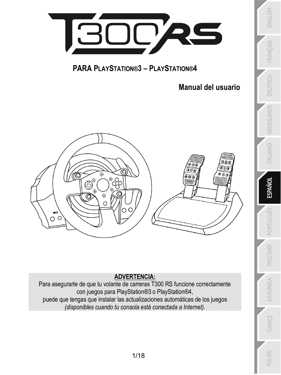 06_spa_t300rs ps3-ps4, Español | Thrustmaster T300 Ferrari GTE User Manual | Page 92 / 375