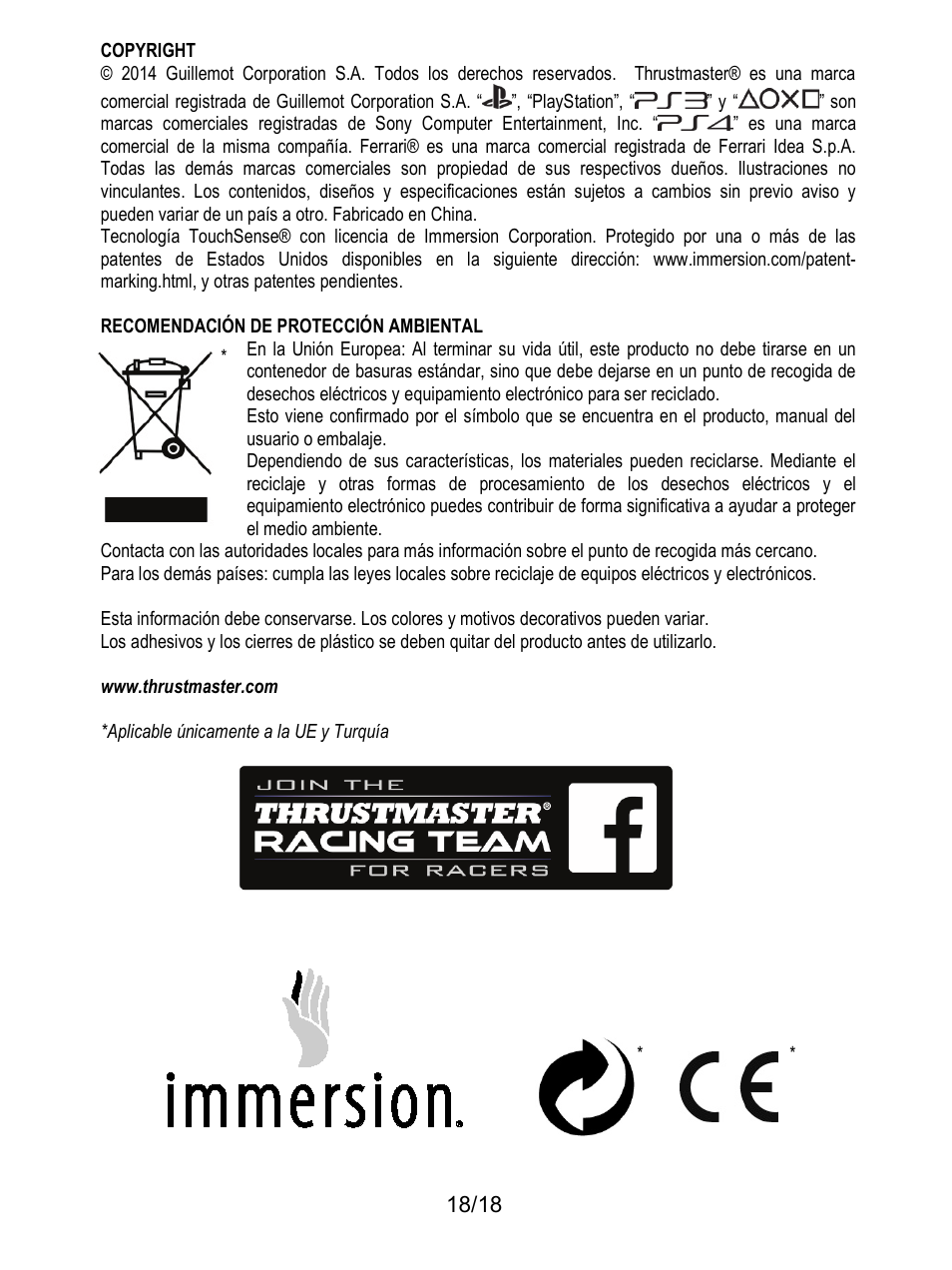 Thrustmaster T300 Ferrari GTE User Manual | Page 109 / 217