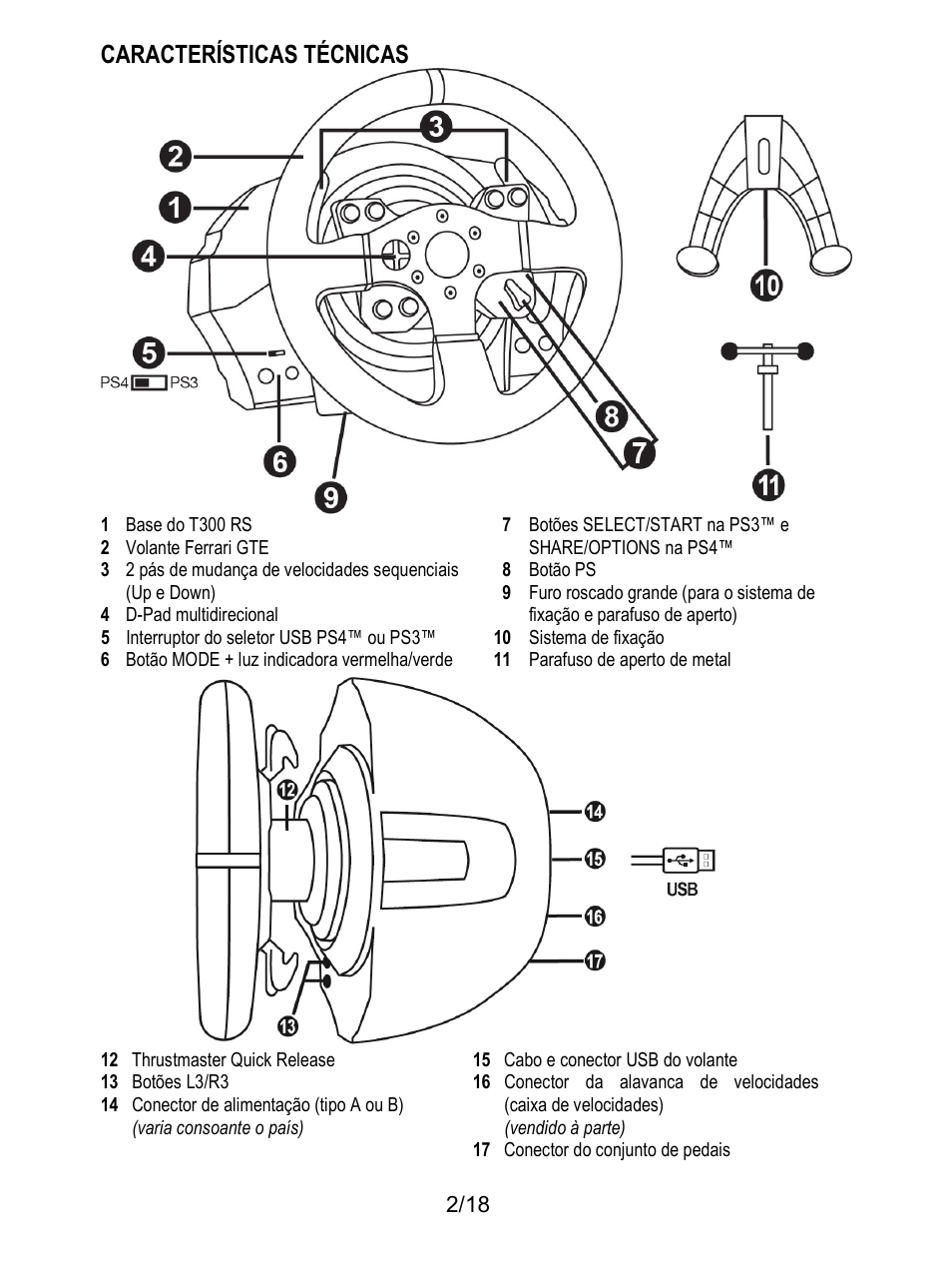 Características técnicas | Thrustmaster T300 Ferrari GTE User Manual | Page 111 / 217